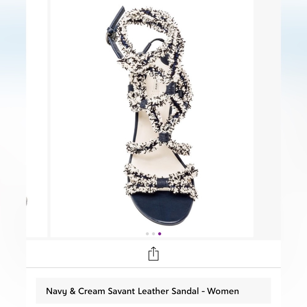 Leon Max Navy & Cream Savant Leather Sandal heel